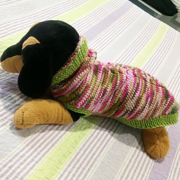 Hand Crafted Knit Dog Sweater Coat Cat Fur Baby Jacket Goat Sheep Animal Print - Picture 2 of 12